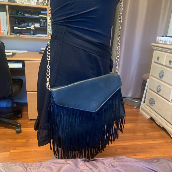 Leather Clutch With Fringe - Picture 1 of 7